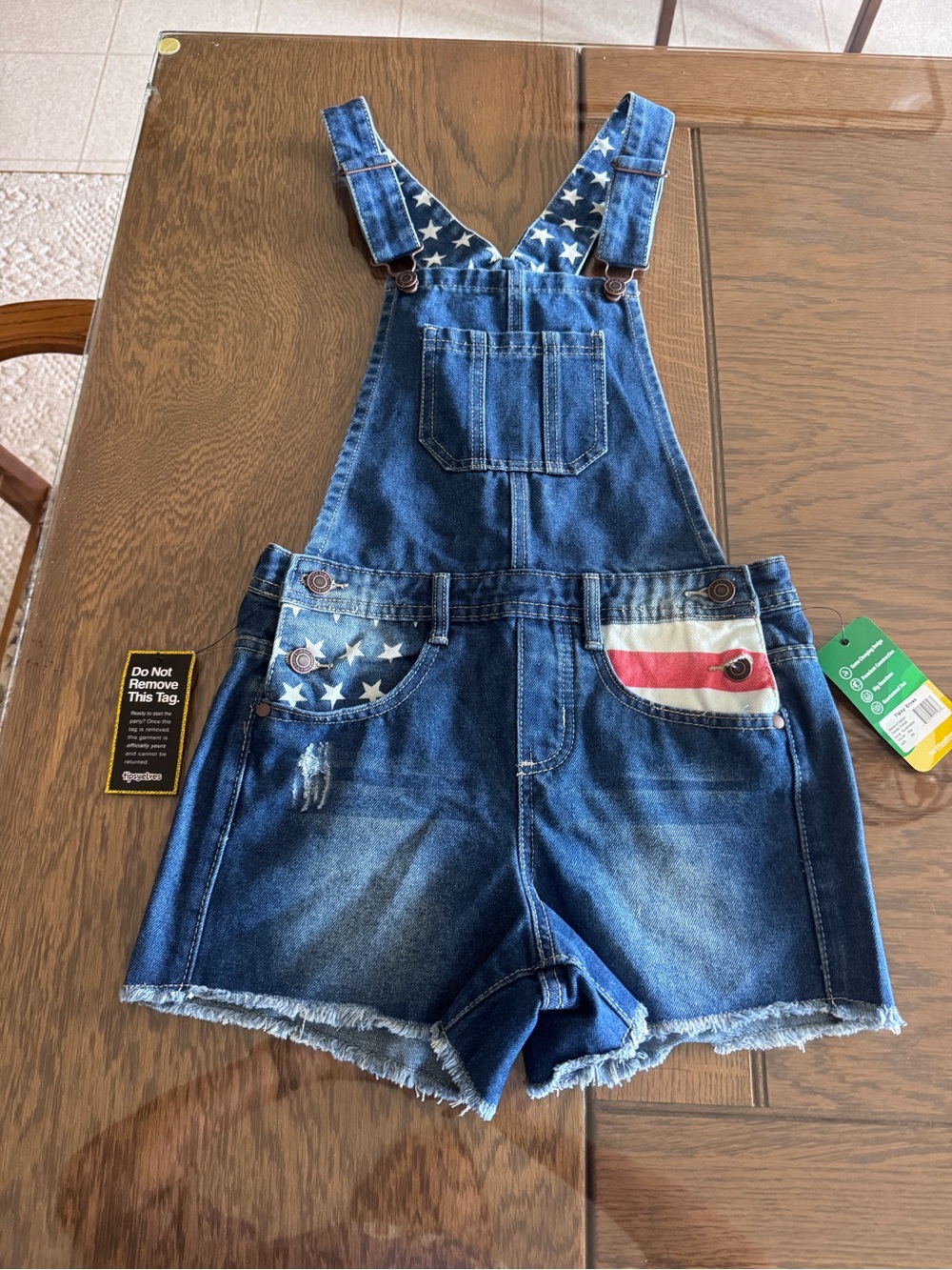 Tipsy Elves Blue and White Star Denim Overalls